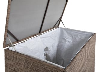 Sydney vanntett puteboks Large for utendørs bruk – Oppbevaringsboks i kunstrotting (B140xD80xH90 cm) - Sand - Hagemøbler & utemiljø - Utendørsoppbevaring - Puteoppbevaring - Puteboks & putekasse