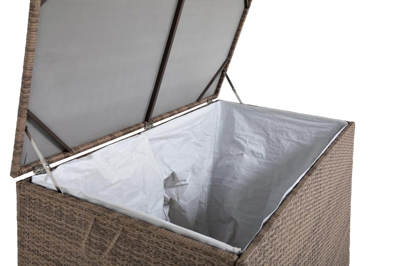 Sydney vanntett puteboks Large for utendørs bruk – Oppbevaringsboks i kunstrotting (B140xD80xH90 cm) - Sand - Hagemøbler & utemiljø - Utendørsoppbevaring - Puteoppbevaring - Puteboks & putekasse