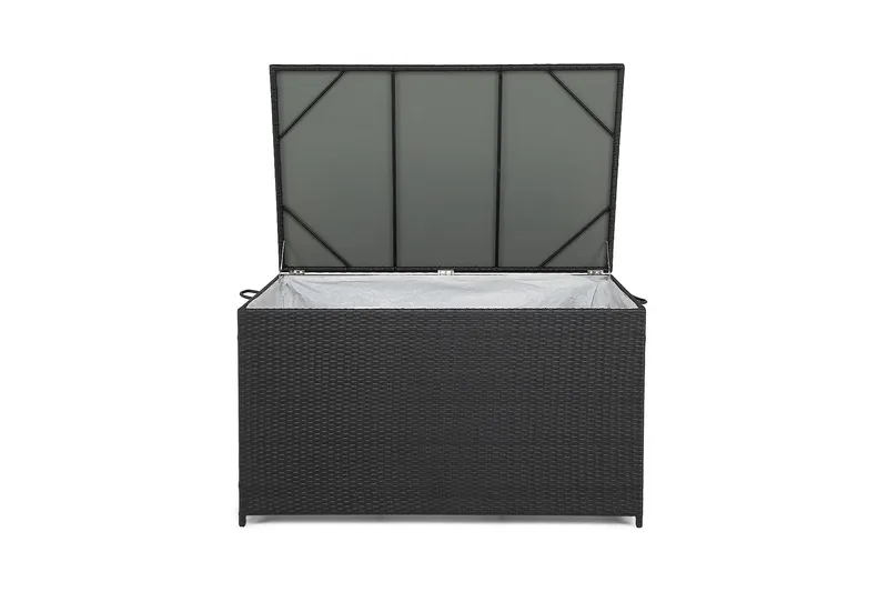Sydney vanntett puteboks Large for utendørs bruk – Oppbevaringsboks i kunstrotting (B140xD80xH90 cm) - Svart - Hagemøbler & utemiljø - Utendørsoppbevaring - Puteoppbevaring - Puteboks & putekasse