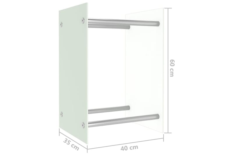 Vedstativ hvit 40x35x60 cm glass - Vedoppbevaring