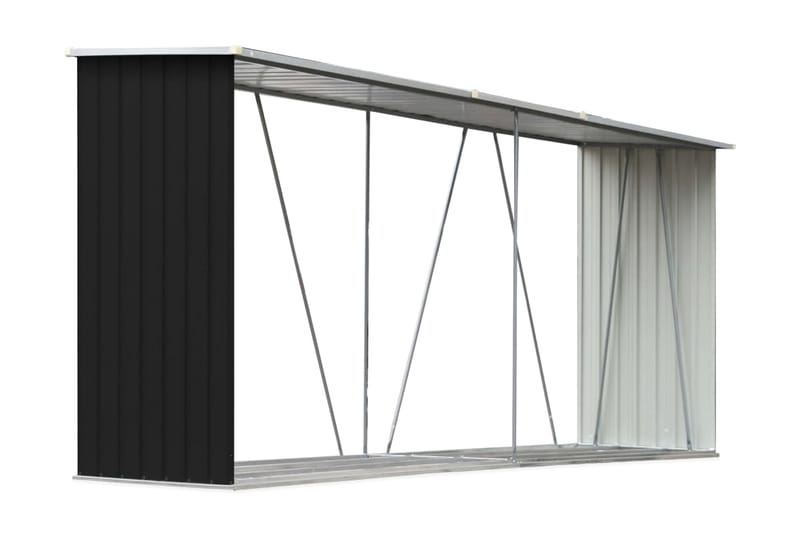 Vedskjul galvanisert stål 330x84x152 cm antrasitt -   - Vedoppbevaring