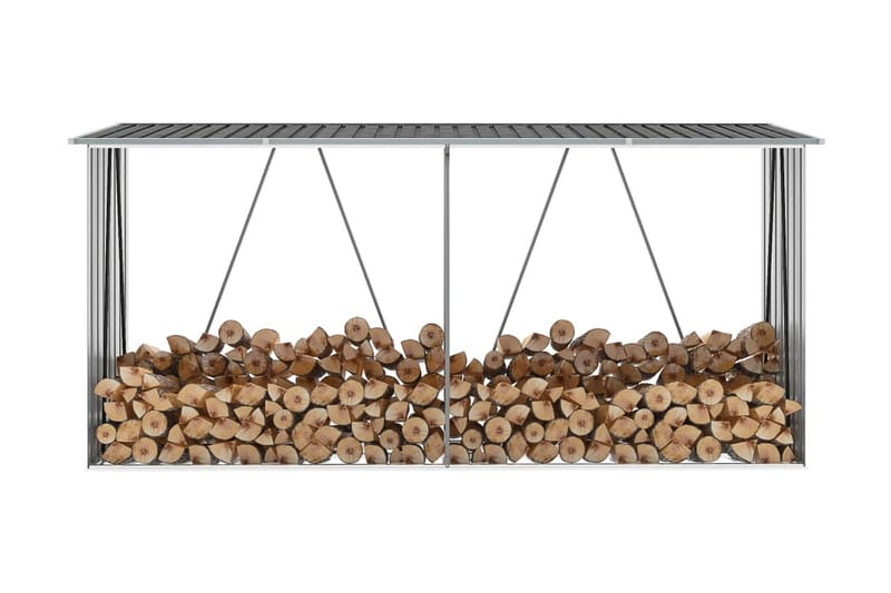Vedskjul galvanisert stål 330x84x152 cm antrasitt -   - Vedoppbevaring