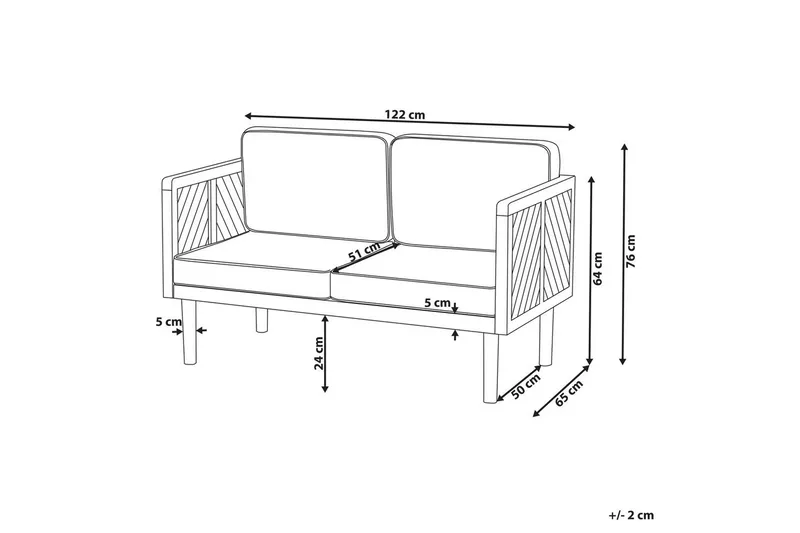 2-sitssoffa Beliani Baratti Light wood||Beige - Hagemøbler & utemiljø - Utesofa - Hagesofa & hagebenk