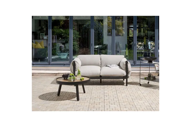 2-sitssoffa Beliani Esperia Grey, Black - Hagemøbler & utemiljø - Utesofa - Hagesofa & hagebenk