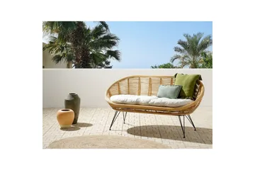 2-sitssoffa Beliani Maratea Natural||Black||Beige - Hagemøbler & utemiljø - Utesofa - Hagesofa & hagebenk