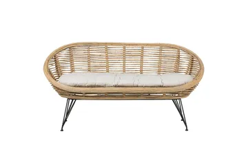 2-sitssoffa Beliani Maratea Natural||Black||Beige - Hagemøbler & utemiljø - Utesofa - Hagesofa & hagebenk