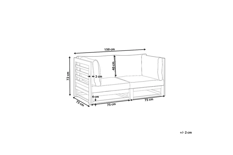 2-sitssoffa Beliani Trani Ljus trä/grått/beige Dark wood||Grey||Beige - Hagemøbler & utemiljø - Utesofa - Hagesofa & hagebenk