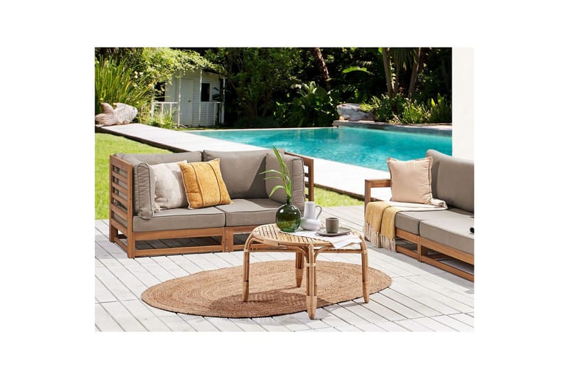 2-sitssoffa Beliani Trani Ljus trä/grått/beige Light wood||Grey||Beige - Hagemøbler & utemiljø - Utesofa - Hagesofa & hagebenk