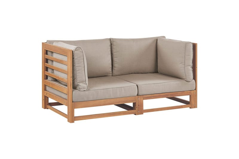 2-sitssoffa Beliani Trani Ljus trä/grått/beige Light wood||Grey||Beige