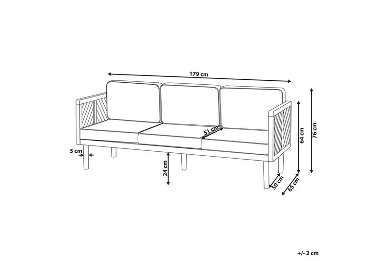 3-sitssoffa Beliani Baratti Light wood||Beige - Hagemøbler & utemiljø - Utesofa - Hagesofa & hagebenk