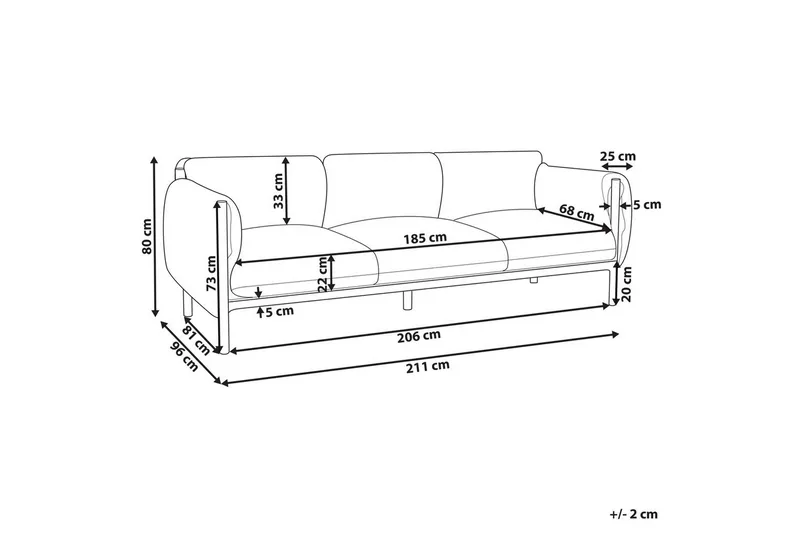3-sitssoffa Beliani Esperia Grey, Black - Hagemøbler & utemiljø - Utesofa - Hagesofa & hagebenk