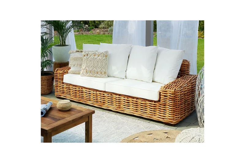 3-sitssoffa Beliani Forli Natural||Beige||White - Hagemøbler & utemiljø - Utesofa - Hagesofa & hagebenk