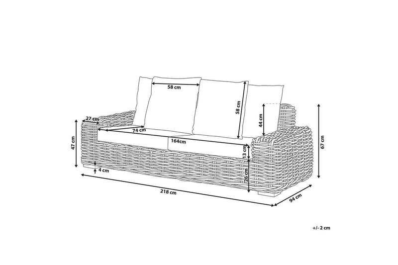 3-sitssoffa Beliani Forli Natural||Beige||White - Hagemøbler & utemiljø - Utesofa - Hagesofa & hagebenk