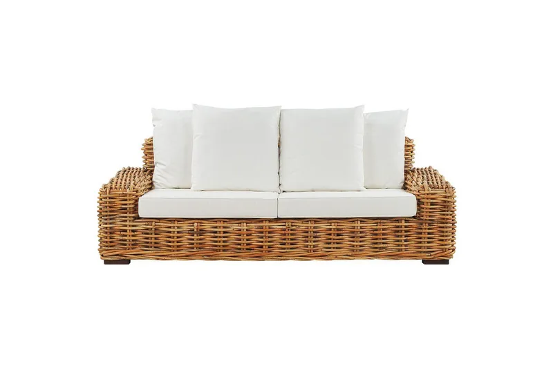 3-sitssoffa Beliani Forli Natural||Beige||White