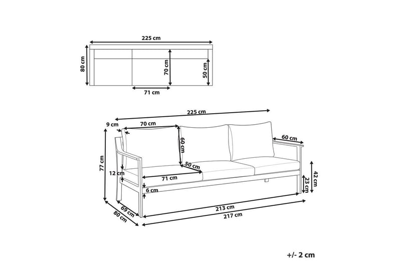 3-sitssoffa Beliani Kiato Grå/svart Grey||Black - Hagemøbler & utemiljø - Utesofa - Hagesofa & hagebenk