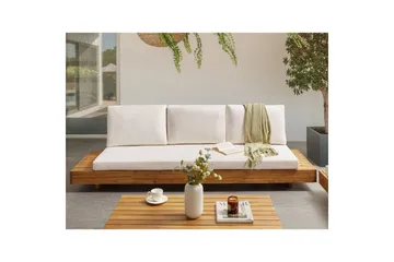 3-sitssoffa Beliani Marettimo Light wood||White - Hagemøbler & utemiljø - Utesofa - Hagesofa & hagebenk