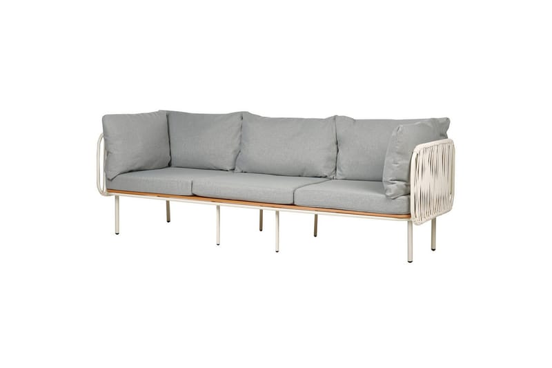 3-sitssoffa Beliani Senise Grey||White||Light wood - Hagemøbler & utemiljø - Utesofa - Hagesofa & hagebenk