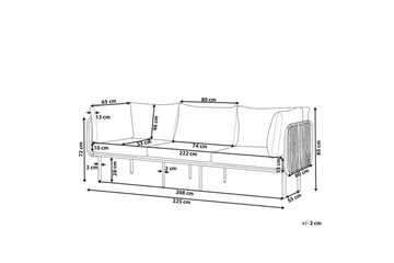 3-sitssoffa Beliani Senise Grey||White||Light wood - Hagemøbler & utemiljø - Utesofa - Hagesofa & hagebenk