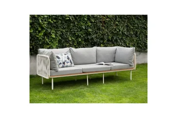 3-sitssoffa Beliani Senise Grey||White||Light wood - Hagemøbler & utemiljø - Utesofa - Hagesofa & hagebenk