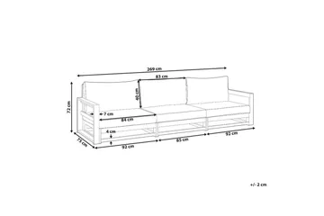 3-sitssoffa Beliani Timor Ljus trä/grått/beige, Ja Light wood||Grey||Beige - Hagemøbler & utemiljø - Utesofa - Hagesofa & hagebenk