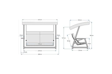 Berriaren Utendørs Hengende Sofa 3 Seter - Natur/Offwhite - Hagemøbler & utemiljø - Utesofa - Hengesofa