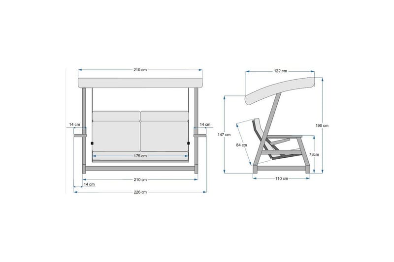 Berriaren Utendørs Hengende Sofa 3 Seter - Natur/Offwhite - Hagemøbler & utemiljø - Utesofa - Hengesofa