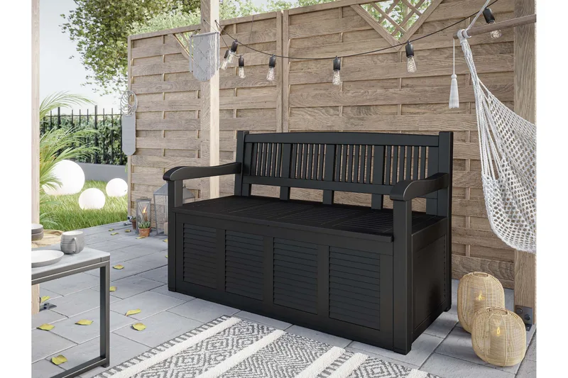 Cliffwyn Utendørsbenk med oppbevaring - Grå - Hagemøbler & utemiljø - Utesofa - Hagebenk & utebenk