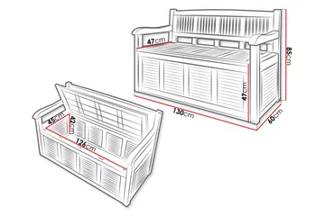 Cliffwyn Utendørsbenk med oppbevaring - Grå - Hagemøbler & utemiljø - Utesofa - Hagebenk & utebenk