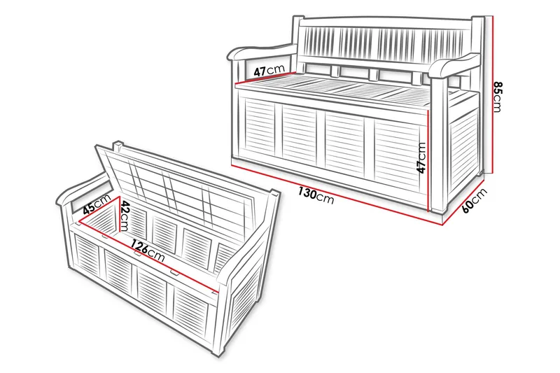 Cliffwyn Utendørsbenk med oppbevaring - Grå - Hagemøbler & utemiljø - Utesofa - Hagebenk & utebenk
