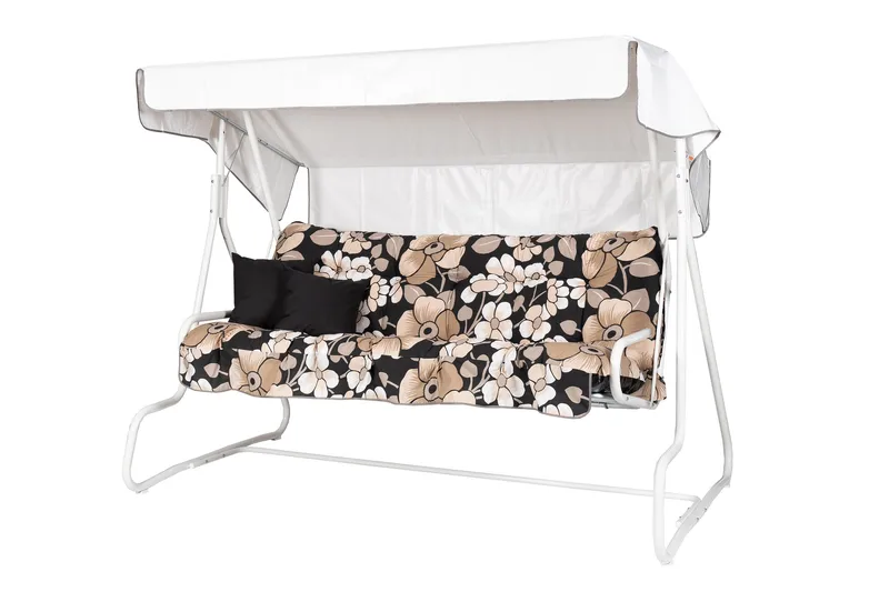 De Luxe Komplett Hengekøye 196 cm, Hvit/Blomstrete