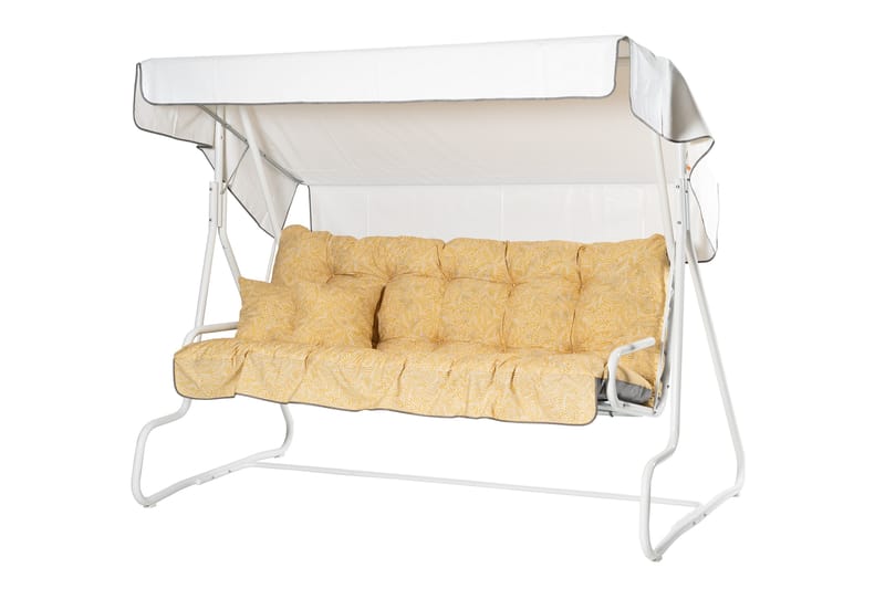De Luxe Komplett Hengekøye 196 cm - Hvit/Gul - Hagemøbler & utemiljø - Utesofa - Hammock