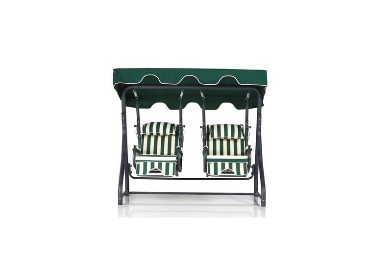 Hage dobbelsvingstol Bhika Hvit / Grønn / Svart, Hvit / Grønn / Svart
