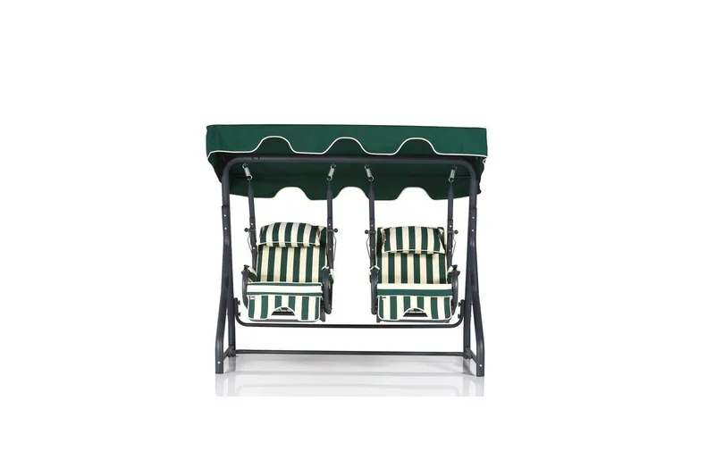 Hage dobbelsvingstol Bhika Hvit / Grønn / Svart, Hvit / Grønn / Svart