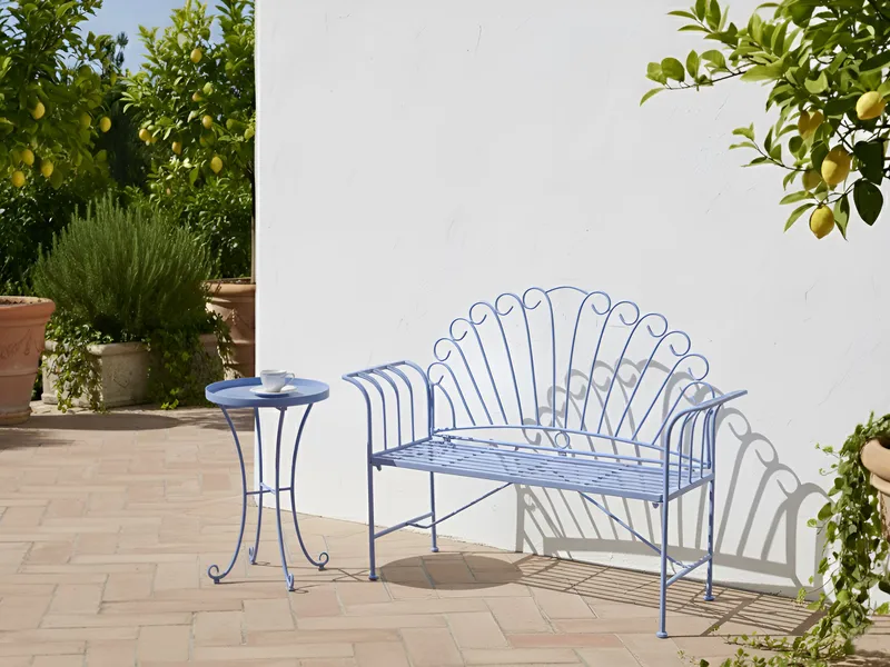 Hagebenk Cavinia 125 cm Jern - Blå - Hagemøbler & utemiljø - Utesofa - Hagebenk & utebenk