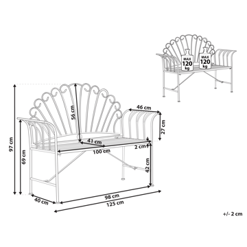 Hagebenk Cavinia 125 cm Jern - Grønn - Hagemøbler & utemiljø - Utesofa - Hagebenk & utebenk