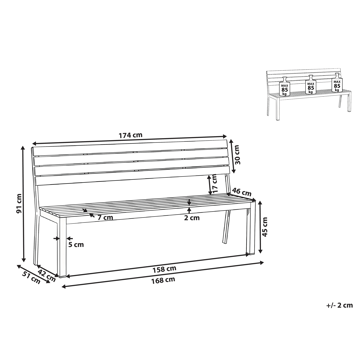Hagebenk Como 174 cm - Beige/hvit - Hagemøbler & utemiljø - Utesofa - Hagebenk & utebenk