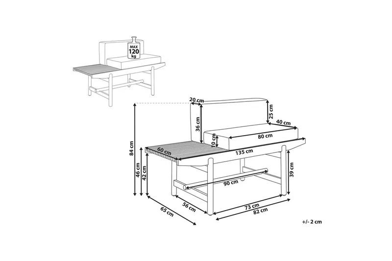 Hagebenk Giaveno - 135x65x84 cm - Hagemøbler & utemiljø - Utesofa - Hagebenk & utebenk