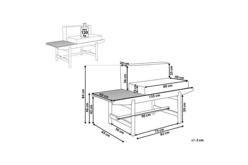 Hagebenk Giaveno - 135x65x84 cm - Hagemøbler & utemiljø - Utesofa - Hagebenk & utebenk