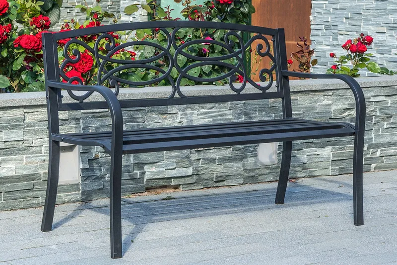 Benk VERDE 128x59xH85cm svart - Hagemøbler & utemiljø - Utesofa - Hagebenk & utebenk