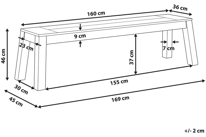 Coteto 3-seters Sittebenk 160 cm - Akasie - Hagemøbler & utemiljø - Utesofa - Hagebenk & utebenk