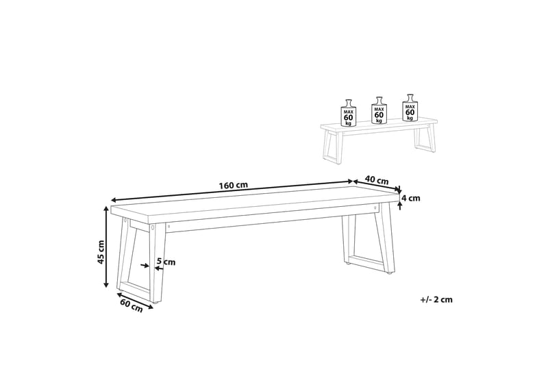 Hagebenk 160 cm grå ORIA - Grå - Hagebenk & utebenk