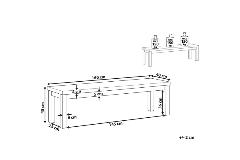 Hagebenk 160 cm grå OSTUNI - Grå - Hagemøbler & utemiljø - Utesofa - Hagebenk & utebenk