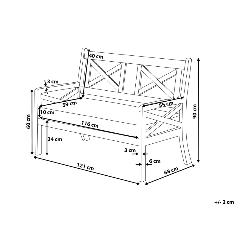 Hagebenk Baltic 121 cm - Hvit - Hagemøbler & utemiljø - Utesofa - Hagebenk & utebenk