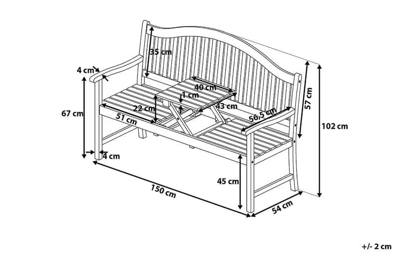 Hagebenk Hilo 150 cm - Tre | Natur - Hagebenk & utebenk