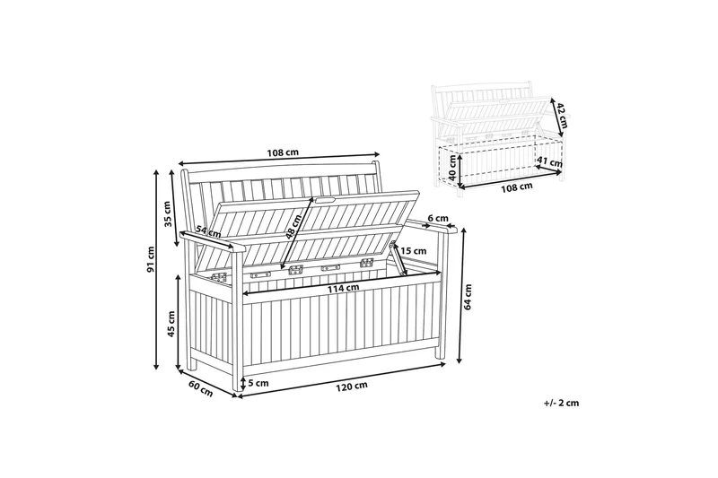 Jaraicejo Hagebenk med Oppbevaring - Brun - Hagemøbler & utemiljø - Utesofa - Hagebenk & utebenk