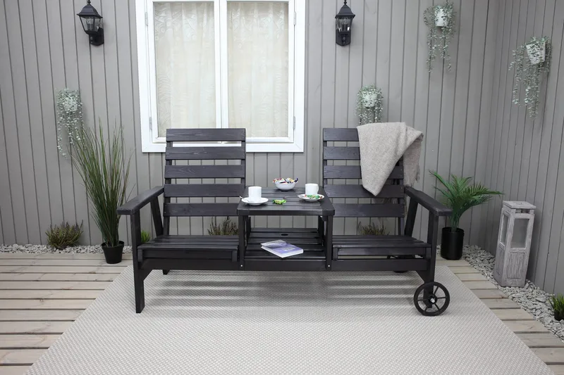 KIngdom Utebenk 177 cm - Svart - Hagemøbler & utemiljø - Utesofa - Hagebenk & utebenk