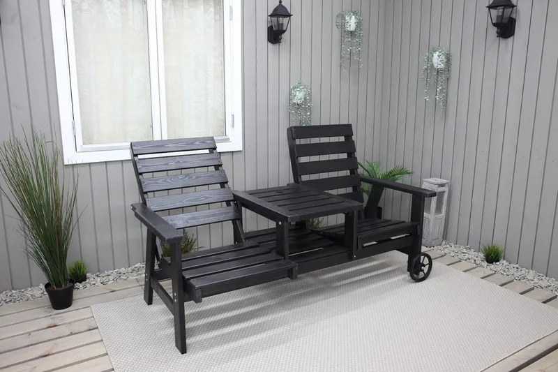 KIngdom Utebenk 177 cm - Svart - Hagemøbler & utemiljø - Utesofa - Hagebenk & utebenk