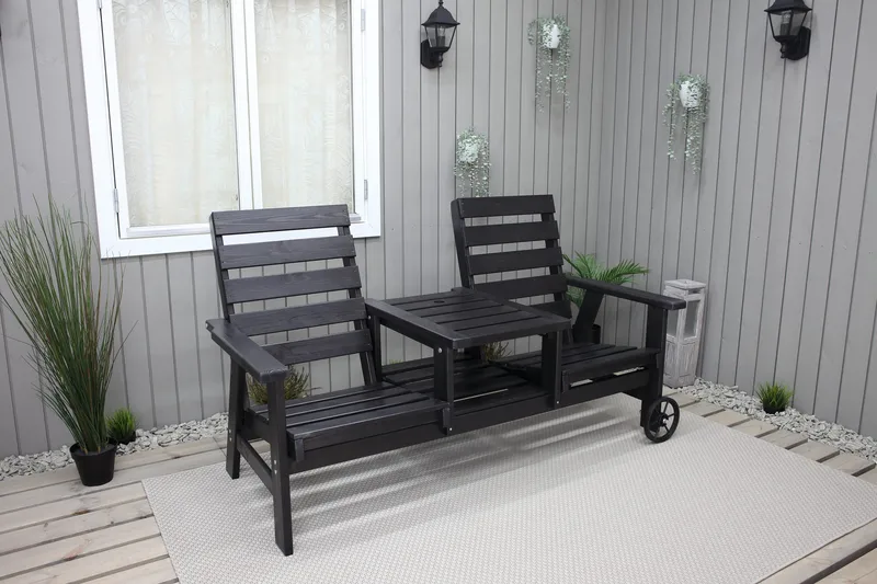 KIngdom Utebenk 177 cm - Svart - Hagemøbler & utemiljø - Utesofa - Hagebenk & utebenk