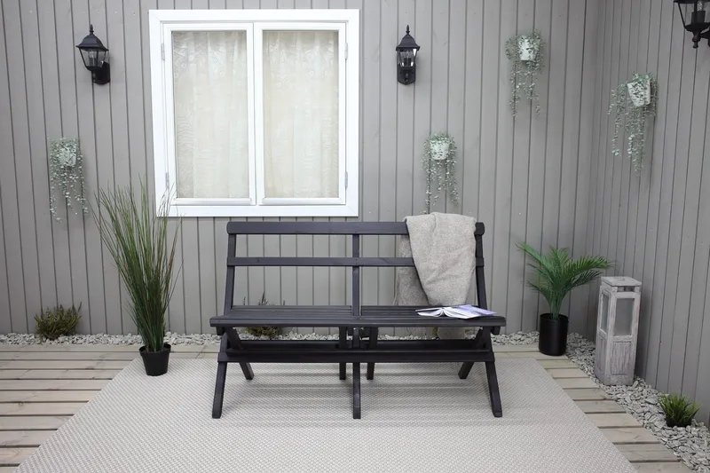Larios Hagebenk 130 cm - Svart - Hagemøbler & utemiljø - Utesofa - Hagebenk & utebenk