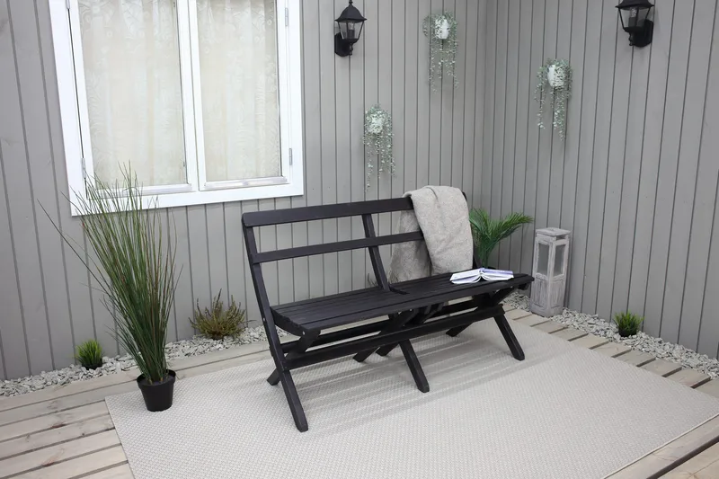 Larios Hagebenk 130 cm - Svart - Hagemøbler & utemiljø - Utesofa - Hagebenk & utebenk